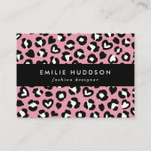 Tierdruck, rosa Leopard, Geparden, Herz Visitenkarte (Vorderseite)