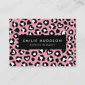 Tierdruck, rosa Leopard, Geparden, Herz Visitenkarte (Vorderseite)