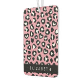 Tierdruck, rosa Leopard, Herz, Ihr Name Autolufterfrischer (Links)