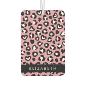 Tierdruck, rosa Leopard, Herz, Ihr Name Autolufterfrischer (Rückseite)