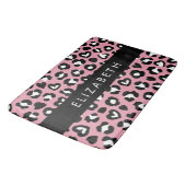Tierdruck, rosa Leopard, Herz, Ihr Name Badematte (Schrägansicht)