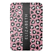Tierdruck, rosa Leopard, Herz, Ihr Name Badematte (Vorderseite Vertikal)