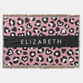 Tierdruck, rosa Leopard, Herz, Ihr Name Decke (Vorderseite)