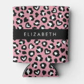 Tierdruck, rosa Leopard, Herz, Ihr Name Dosenkühler (Vorderseite)