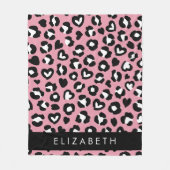 Tierdruck, rosa Leopard, Herz, Ihr Name Fleecedecke (Vorderseite)