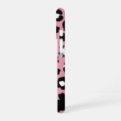 Tierdruck, rosa Leopard, Herz, Ihr Name iPhone 16 Hülle (Linke Seite)