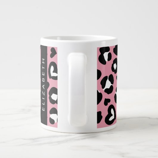 Tierdruck, rosa Leopard, Herz, Ihr Name Jumbo-Tasse (Rückseite)