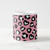 Tierdruck, rosa Leopard, Herz, Ihr Name Jumbo-Tasse (Vorderseite)