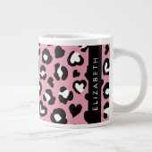 Tierdruck, rosa Leopard, Herz, Ihr Name Jumbo-Tasse (Rechts)