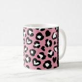 Tierdruck, rosa Leopard, Herz, Ihr Name Kaffeetasse (VorderseiteRechts)