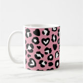Tierdruck, rosa Leopard, Herz, Ihr Name Kaffeetasse (Links)