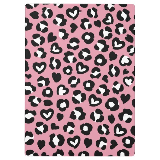 Tierdruck, rosa Leopard, Herz, Ihr Name Klemmbrett (Rückseite)