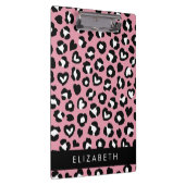 Tierdruck, rosa Leopard, Herz, Ihr Name Klemmbrett (Rechts)