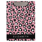 Tierdruck, rosa Leopard, Herz, Ihr Name Klemmbrett (Vorderseite)