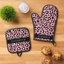 Tierdruck, rosa Leopard, Herz, Ihr Name