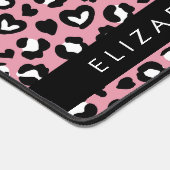 Tierdruck, rosa Leopard, Herz, Ihr Name Schreibtischunterlage (Ecke)