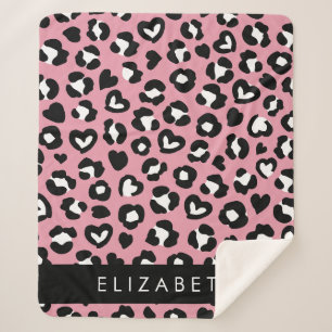 Tierdruck, rosa Leopard, Herz, Ihr Name Sherpadecke