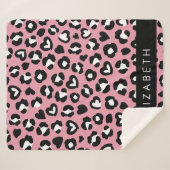 Tierdruck, rosa Leopard, Herz, Ihr Name Sherpadecke (Vorderseite (Horizontal))