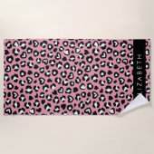 Tierdruck, rosa Leopard, Herz, Ihr Name Strandtuch (Vorderseite)
