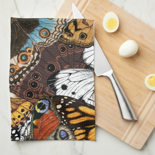 Tierdruck. Schmetterlingsflügel. Geschirrtuch (Viertel Falte)