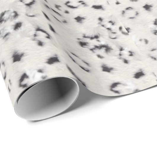 Tierdruck SCHNEE-LEOPARD Geschenkpapier (Rolleneckpunkt)