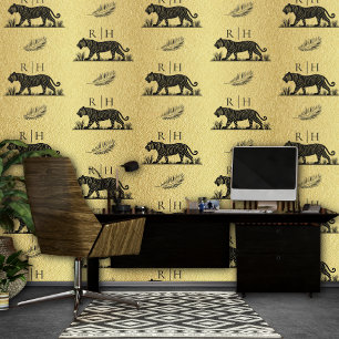 Tierdruck Schwarz Gold Tapete