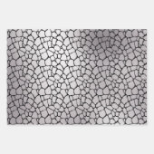 Tierdruck Schwarz-weißer Silbersafari Geschenkpapier Set (Vorderseite 3)