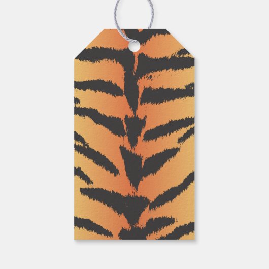 Tierdruck, Tiger-Streifen - schwarze Orange Geschenkanhänger (Rückseite)