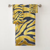 Tierdruck, Tigerstreifen in Gold, blau, weiß Badhandtuch Set (Insitu)