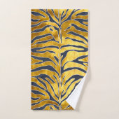 Tierdruck, Tigerstreifen in Gold, blau, weiß Badhandtuch Set (Handtuch)