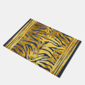 Tierdruck, Tigerstreifen in Gold, blau, weiß Fußmatte (Schrägansicht)