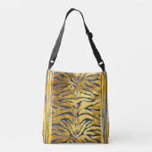 Tierdruck, Tigerstreifen in Gold, blau, weiß Tragetaschen Mit Langen Trägern (Rückseite)