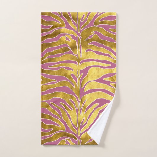 Tierdruck, Tigerstreifen in Gold, rot, weiß Badhandtuch Set (Handtuch)