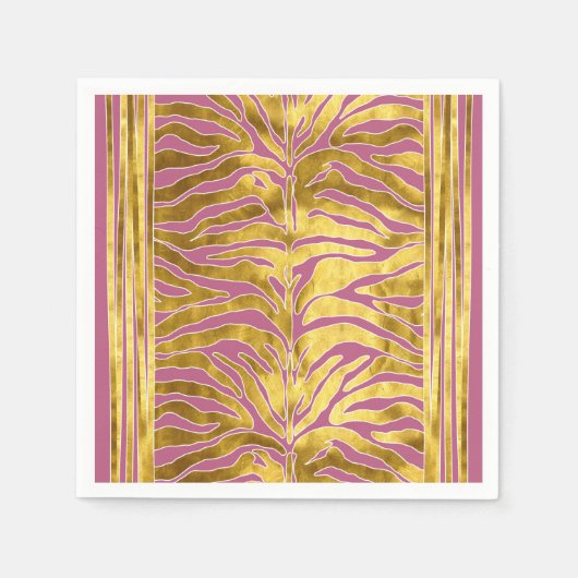 Tierdruck, Tigerstreifen in Gold, rot, weiß Serviette (Vorderseite)