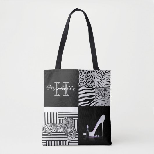 Tierdruck-u. Absatz-Mode-Collage Tasche (Vorderseite)