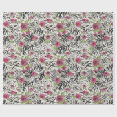 Tierdruck und Rose Geschenkpapier (Flach)