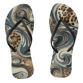 Tierdruck- und Swirl-Flip-Flops Badesandalen