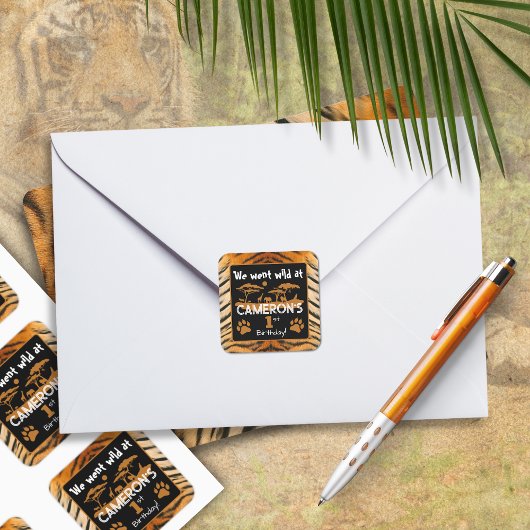 Tierdruckaufkleber Tiger Geburtstag Quadratischer Aufkleber