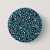 Tierdrucke, Blauer Leopard, Geparden, Herz Button (Vorderseite)