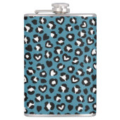 Tierdrucke, Blauer Leopard, Geparden, Herz Flachmann (Vorderseite)