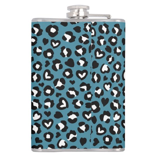 Tierdrucke, Blauer Leopard, Geparden, Herz Flachmann (Rückseite)