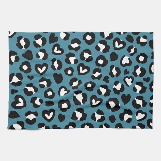 Tierdrucke, Blauer Leopard, Geparden, Herz Geschirrtuch (Horizontal)