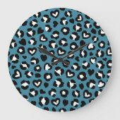 Tierdrucke, Blauer Leopard, Geparden, Herz Große Wanduhr (Vorderseite)