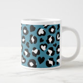 Tierdrucke, Blauer Leopard, Geparden, Herz Jumbo-Tasse (Rechts)