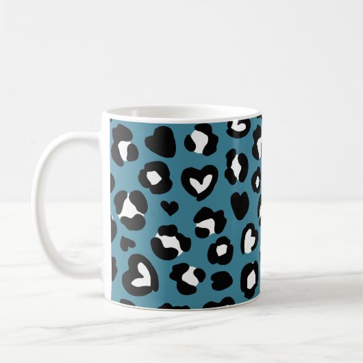 Tierdrucke, Blauer Leopard, Geparden, Herz Kaffeetasse (Links)
