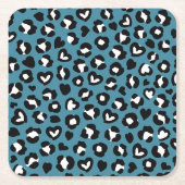 Tierdrucke, Blauer Leopard, Geparden, Herz Rechteckiger Pappuntersetzer (Vorderseite)