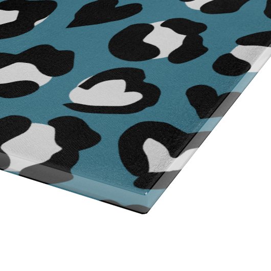 Tierdrucke, Blauer Leopard, Geparden, Herz Schneidebrett (Ecke)