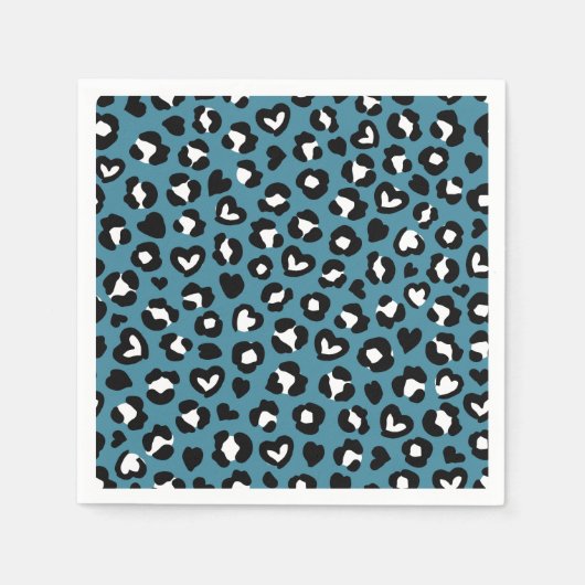 Tierdrucke, Blauer Leopard, Geparden, Herz Serviette (Vorderseite)