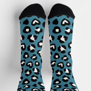Tierdrucke, Blauer Leopard, Geparden, Herz Socken