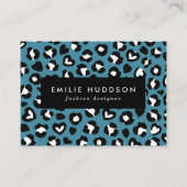 Tierdrucke, Blauer Leopard, Geparden, Herz Visitenkarte (Vorderseite)